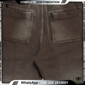 Custom Vintage Sweat Sun Faded Stone Wash Shorts Pantalones cortos de lavado ácido de impresión personalizada para los hombres - Product Image 4