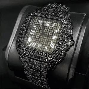<b>Iced</b> <b>Out</b> Square Luxury <b>Watch</b> with Roman Dial | Fully <b>Iced</b> Diamond Look Hip Hop Timepiece - Product Image 6