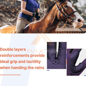 Vente en ligne - Gants d'équitation d'hiver de qualité supérieure - Cuir/Spandex durables - Doigts entiers - Unisexe - En vente - Product Image 4