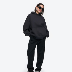 Sweats à capuche d'hiver pour femmes, vêtements de rue décontractés, épaules tombantes, respirants, doublés, 100% coton, manches longues, confortables, OEM - Product Image 5