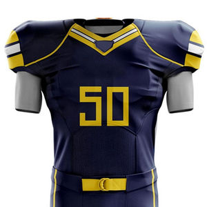 Uniforme de fútbol americano transpirable 2025 con pantalones de cintura elástica con cuello e impresión personalizada completa diseñada para jugadores - Product Image 3