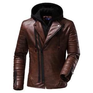 2025 mode rouge veste hommes en cuir PU à capuche veste personnalité moto veste grande taille mode hommes vêtements - Product Image 4