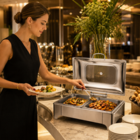 Luxuriöser 9L Edelstahl-Chafing Dish Buffet-Speisewärmer für Hotel, Restaurant, Catering, Gold, Silber, Elektrisch Betrieben