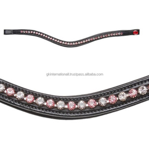 Banda de cejas ostentosa para caballos Precio de fabricación Bridas de caballo de cuero ecuestre de cuero de alta calidad con banda de cejas de cristales - Product Image 6