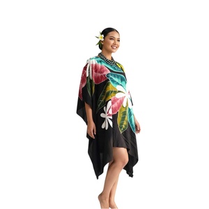 Poncho tropicale in rayon dipinto a mano, copricostume da spiaggia, caftano boho dipinto a mano, abbigliamento da spiaggia - Product Image 4