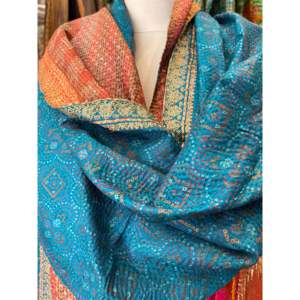 ผ้าพันคอไหมคันธาลายวินเทจ วาดลายและปักลายทะเลด้วยมือ ผ้าฝ้ายยาวสำหรับฤดูใบไม้ผลิ ฤดูใบไม้ร่วง และฤดูหนาว - Product Image 2