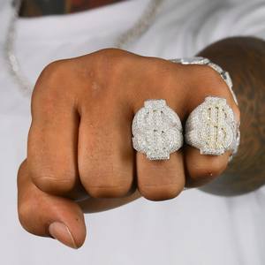 แหวนเพชรโมอิสอัญมณีสไตล์ฮิปฮอปแหวนเพชรเม็ดเล็กๆสุดหรูสำหรับงานปาร์ตี้และวันครบรอบ - Product Image 3