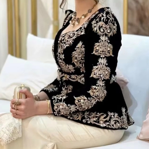 Hermoso e impresionante vestido negro-chaqueta-Karakou con bordado Zari cristal Beadssstone Dabka trabajo boda de alta calidad 2024 - Product Image 1