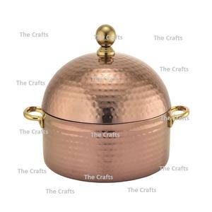 Marmite en cuivre avec poignée en laiton et boutons Casserole de couleur cuivre pour plat de service à bon prix - Product Image 1