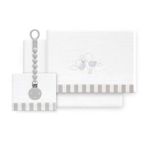 Lot de 3 draps de lit en polaire corail avec porte-sucette, modèle Cigea Oso, motif dessin animé tissé, en tissu polaire - Product Image 1