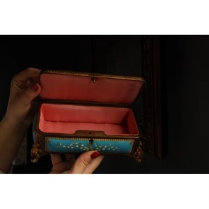 กล่องเครื่องประดับสีฟ้าตกแต่งสไตล์รอยัลด้วยสำเนียงทองเหมาะสำหรับโต๊ะเครื่องแป้งห้องนอนสำนักงานและของขวัญสุดหรู - Product Image 6