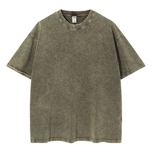 Camiseta de gran tamaño OEM Retro 100% algodón pesado para hombre, Dtg Camiseta con estampado, camiseta con logotipo, camiseta lavada con ácido de piedra para hombre - Product Image 3