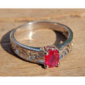 Bague en argent sterling 925 faite à la main avec pierre précieuse rubis naturel bijoux en platine cadeau parfait pour petite amie R0297-GS - Product Image 1