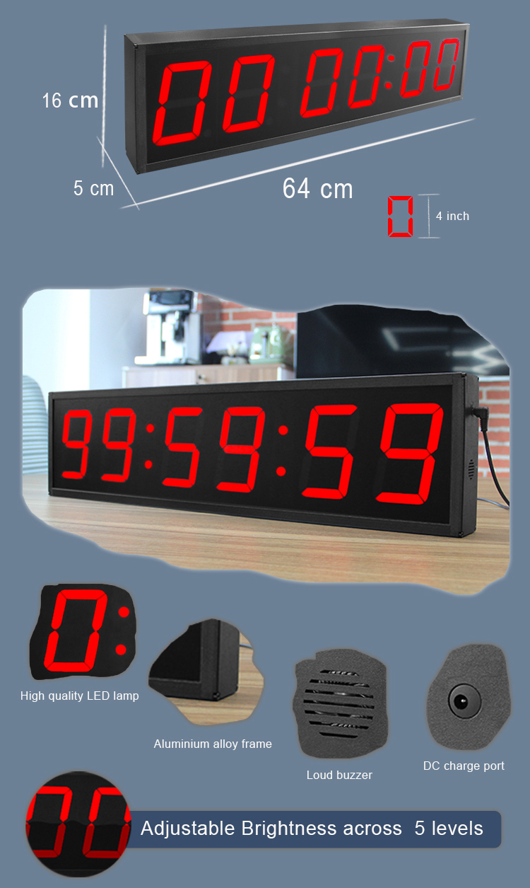 Large LED Digital Countdown Stopwatch Timer Clock