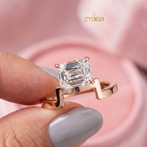 Emerald Cut Moissanite Diamond Engagement <b>Ring</b> 18K Solid Gold Luxury Fine Jewelry Solitaire <b>Ring</b> <b>For</b> Women <b>Men</b> - Product Image 2