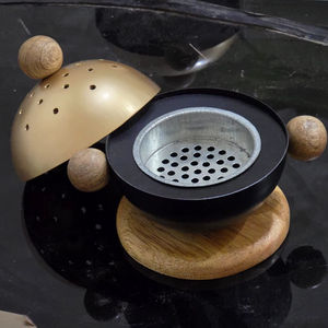 Durable Eco-Friendly Arabic Acacia Wood Inlay & Iron <b>Bakhoor</b> <b>Burner</b> for Home Ambience Ramadan Eid Special - Product Image 1