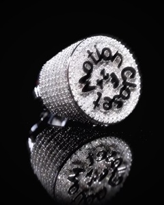 <b>Iced</b> Out Round Shape Custom Letter 925 Sterling Silver VVS Moissanite Diamond Hip Hop Statement <b>Ring</b> For Unisex Wear - Product Image 5