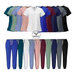 Factory Hospital Custom Logo Beauty Salon V-Neck Jogger Casual Two-Piece <b>Doctor</b> Stretch Nursing Medical Figs Scrubs Uniforms <b>Set</b> - Product Image 3