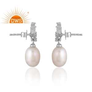 ขายดีล่าสุด925เงินสเตอร์ลิงธรรมชาติ CZ และไข่มุกต่างหูแบบห้อยอัญมณีเครื่องประดับที่กำหนดเองสำหรับผู้หญิงของขวัญสำหรับผู้หญิงสำหรับเธอ - Product Image 4