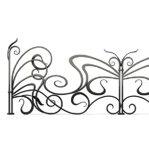 Besi tempa gerbang komponen dekoratif daun elemen tempa untuk pagar kabel luar ruangan pagar kabel hitam