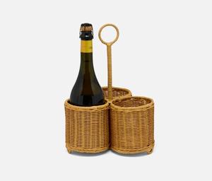 Panier à vin en rotin tressé écologique, couleur naturelle, double porte-bouteilles, fait main, pour la vente en gros et l'exportation en vrac - Product Image 6