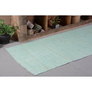 พรมตุรกีโบราณแบบทันสมัยดีไซน์8.9ft x 2.9สีน้ำเงินเย็บปะติดปะต่อกันผ้าขนสัตว์ลาเท็กซ์ถักแบบแบนสำหรับตกแต่งห้องนั่งเล่น - Product Image 5