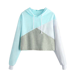 Haut à capuche pour femme de haute qualité, nouvelle mode, haut en molleton tricoté à blocs de couleur pour femme, techniques d'impression pour l'hiver - Product Image 1