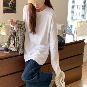 T-shirts décontractés pour femmes grandes tailles, manches longues, respirants, séchage rapide, polyester/coton, meilleure qualité, couleur unie personnalisable, quatre - Product Image 5