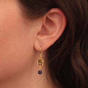 Natural Sapphire Tourmaline Gemstone Cut Gold Plated 925 Sterling <b>Silver</b> <b>Drop</b> <b>Earrings</b> for Wedding and Gift - Product Image 2