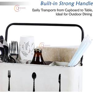 Elegant Designer Galvanized Cuttlery Holder Tabletop Decorative Metal <b>Caddy</b> Utensil Holder Premium Quality For Restaurant Hotel - Product Image 5