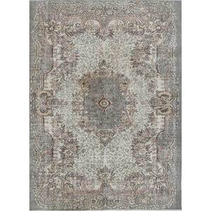 Vintage 9x12 Wool <b>Rug</b> Grey & <b>Black</b> Hand Knotted Medallion Rectangle Puzzle Abstract Patterns for Home Entryway Hallway-Pae-2820 - Product Image 1