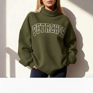 Women Street Style Oversized Mockneck Sweatshirt Casual <b>Winter</b> <b>Top</b> Relaxed Fit Clean Urban Look For Cozy Everyday Fashion - Product Image 3