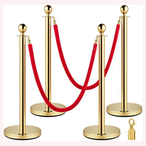 Elegant Mirror-Polished Crowd Control <b>Stand</b> with Interchangeable Decorative Tops and Premium Braided Rope - Product Image 4