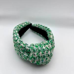 Diadema de tweed hecha a mano de San Patricio, diadema anudada de tweed verde, accesorio para el cabello elegante y cómodo - Product Image 2