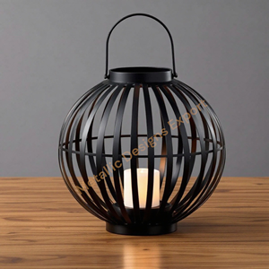Stylish Black Metal Wire Candle Jar <b>Lantern</b> Holder for Home Decor Unique Modern <b>Indoor</b> and Outdoor Decorative <b>Lighting</b> Accent - Product Image 2