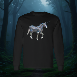 Camiseta de manga larga con símbolo de unicornio mágico, ropa promocional con diseño de caballo místico - Product Image 3