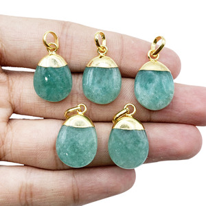 Amazonita Tumble colgante 14x18mm hecho a mano suave 18K chapado en oro collar cristal joyería regalo venta por pieza - Product Image 6