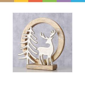 Ensemble de sculptures d'arbre de Noël moderne avec un design d'arbre en aluminium artisanal sur une base en bois massif, décoration de table festive pour les fêtes - Product Image 6