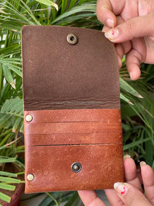 Cartera de mano de cuero marrón, monedero pequeño, elegante - Product Image 5