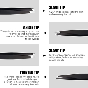 Pinzas de pestañas de acero inoxidable con puntas rectas curvas y puntiagudas Juegos de pinzas de alta calidad - Product Image 4