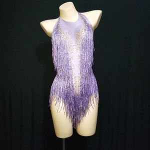 Costumes de club de danse pour femmes Combinaisons à découpes en strass à la mode pour la discothèque et la danse - Product Image 2