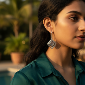 Boucles d'oreilles pendantes en argent 925 pour femmes, perle d'eau douce, labradorite, plaqué or, émeraude et forme de fleur, matériau principal en or - Product Image 1