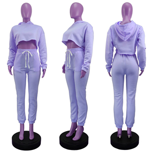 Ensemble de survêtement pour femmes, tendance, à capuche, uni, imprimé, streetwear, coupe régulière, meilleure qualité, léger, vente en gros - Product Image 6