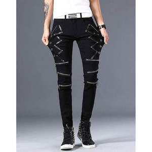 Pantalones de Motociclista con Hebillas para Hombre, Estilo Punk Gótico, para Club Nocturno, Venta al por Mayor de Fábrica - Product Image 3