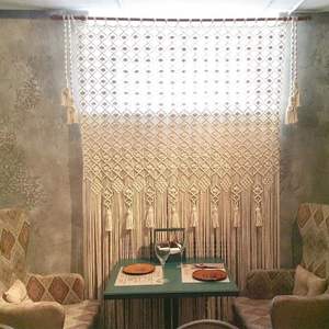 Décoration murale bohème en macramé, rideau mural en rotin fait main pour salon, motif à franges encadré pour décoration de mariage - Product Image 2