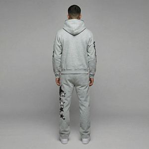 Ensemble de survêtement unisexe en polaire d'hiver respirant, deux pièces, sweat à capuche avec fermeture éclair intégrale, pantalon évasé, jogging, costume de mode 100% coton - Product Image 2