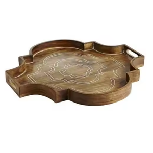 Bandeja de servicio de diseño clásico para el hogar, restaurante, cena, vajilla, Hotel, plato para servir, decoración, Color marrón, diseño moderno, bandeja de madera para servir - Product Image 5