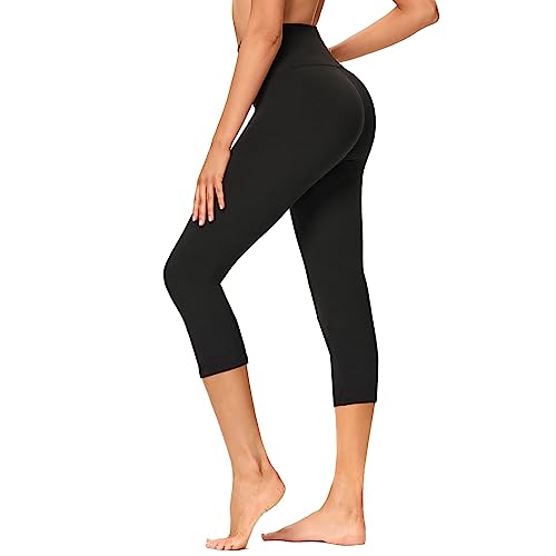 Women's Comfortable Elastic Waist Capris Skinny Fitness Yoga Pants for Home Gym Workout Summer Sports Knee Length Painted
