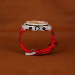 นาฬิกาหรูสไตล์ฮิปฮอปประดับเพชร สายหนัง กันน้ำ หน้าปัดอนาล็อก พร้อมกระจก ดีไซน์โดดเด่นสำหรับทุกเพศ - Product Image 3