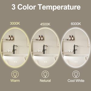 Miroir de salle de bain ovale intelligent avec rétroéclairage LED et fonction de désembuage - Product Image 2